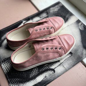 Gucci Pink GG Fabric Leather Toe Sneakers - Chic and Comfortable (No laces)